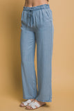 Pantalones tela estilo Denim Tencel con Cintura Elástica