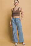 Pantalones tela estilo Denim Tencel con Cintura Elástica