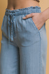 Pantalones tela estilo Denim Tencel con Cintura Elástica