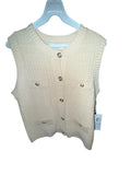 Chaleco Top Tejido Color Crema Botones Dorados