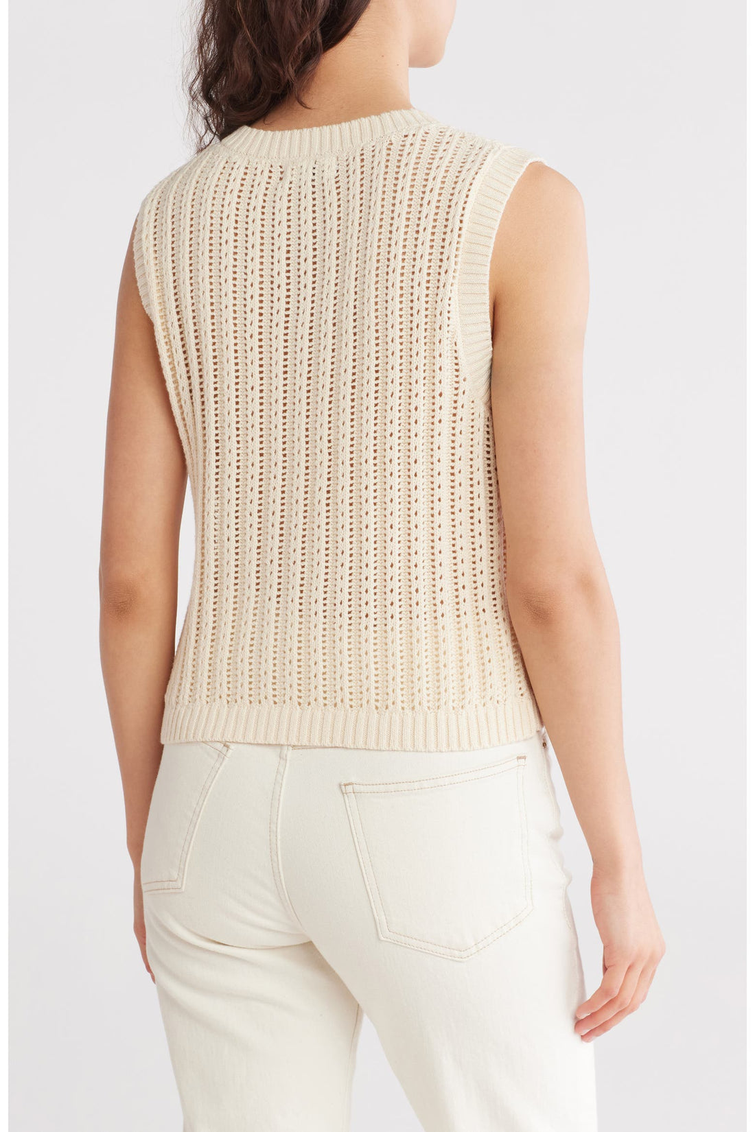 Chaleco de Punto Crema sin Mangas con Botones - Estilo Boutique