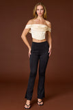 Corset Top con hombros descubiertos y plisados blanco