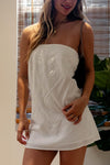 Vestido corto blanco strapless