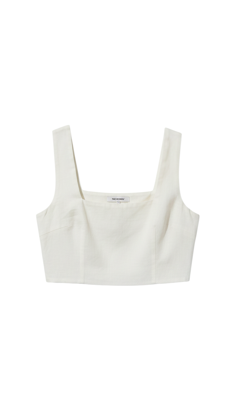 Top Corto Crema Escote Cuadrado Texturizado - Estilo Boutique