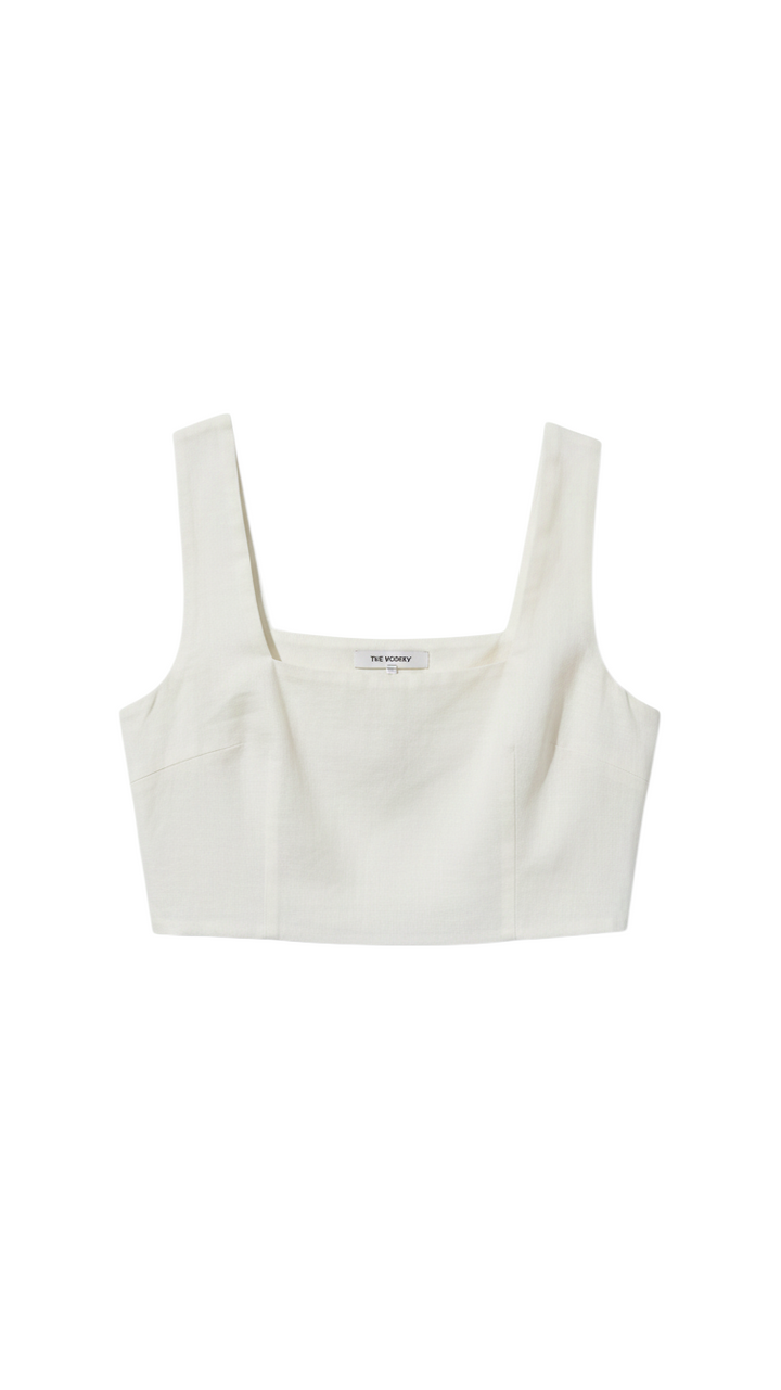 Top Corto Crema Escote Cuadrado Texturizado - Estilo Boutique