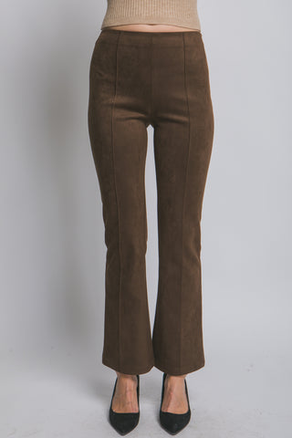 Pantalón de Gamuza Mujer | Tiro Alto con Cierre Lateral – Color Marrón Chocolate