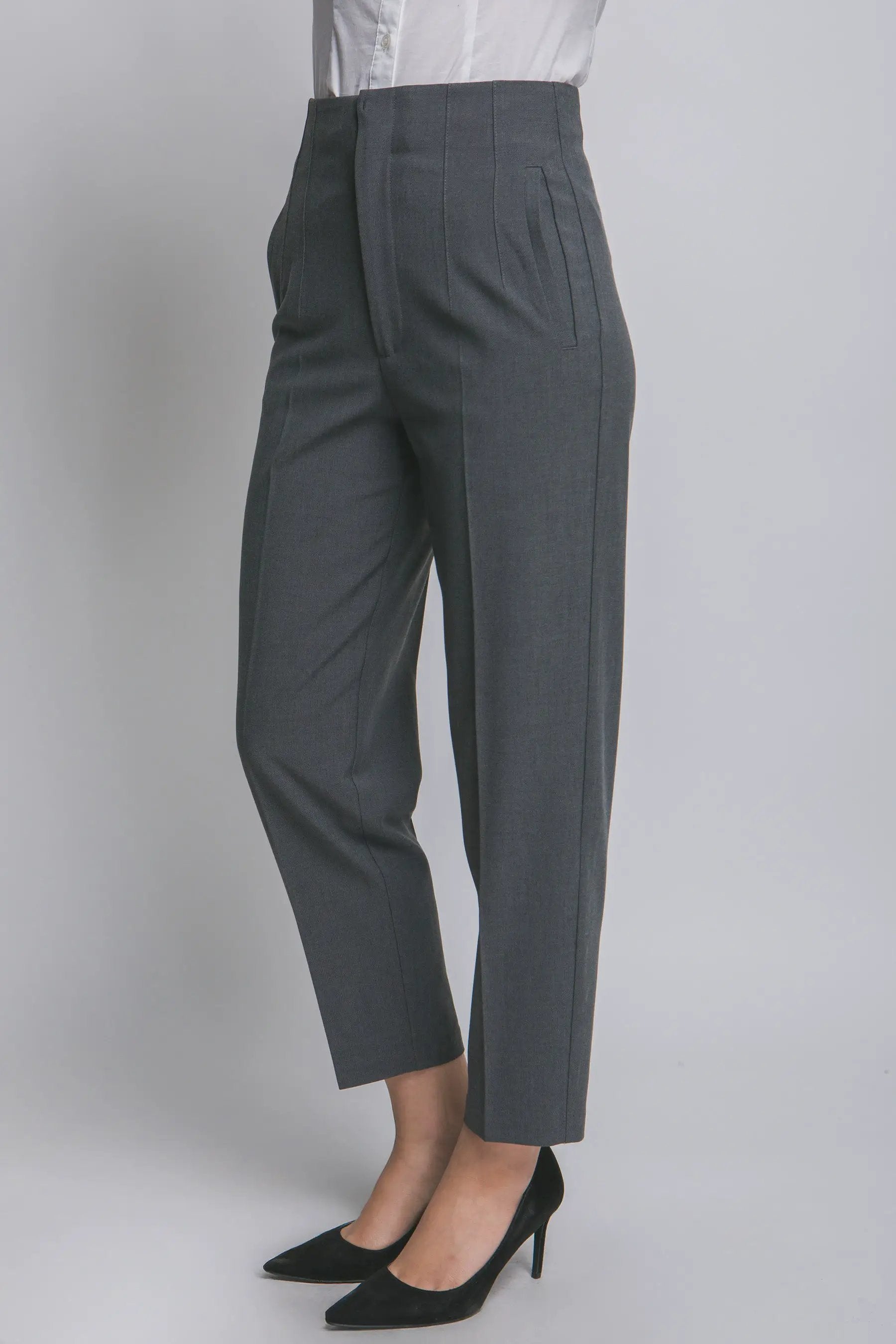 Pantalón de Vestir Mujer | Corte Recto Tiro Alto – Color Gris Clásico by Yanet Collective