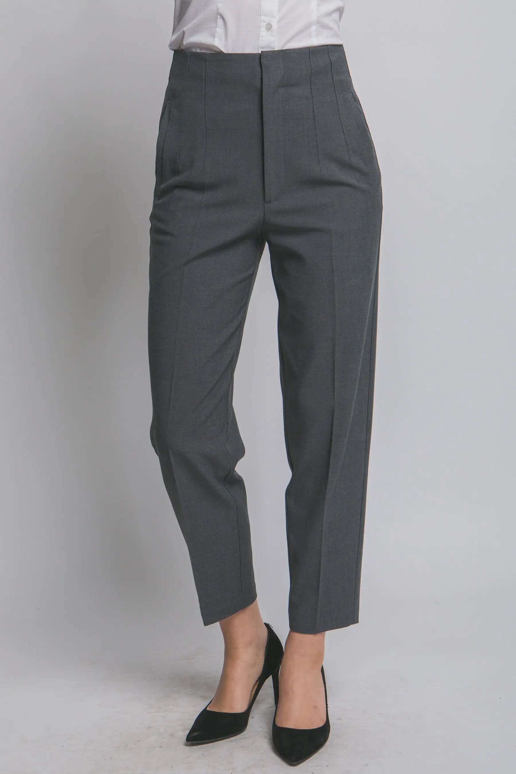 Pantalón de Vestir Mujer | Corte Recto Tiro Alto – Color Gris Clásico by Yanet Collective