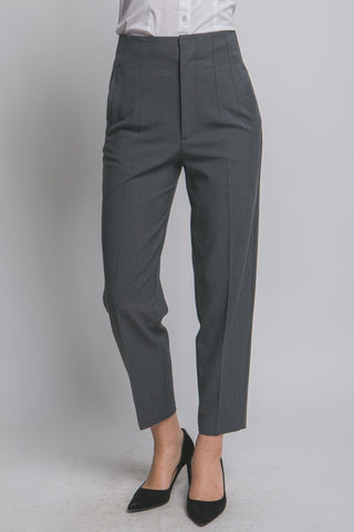 Pantalón de Vestir Mujer | Corte Recto Tiro Alto – Color Gris Clásico