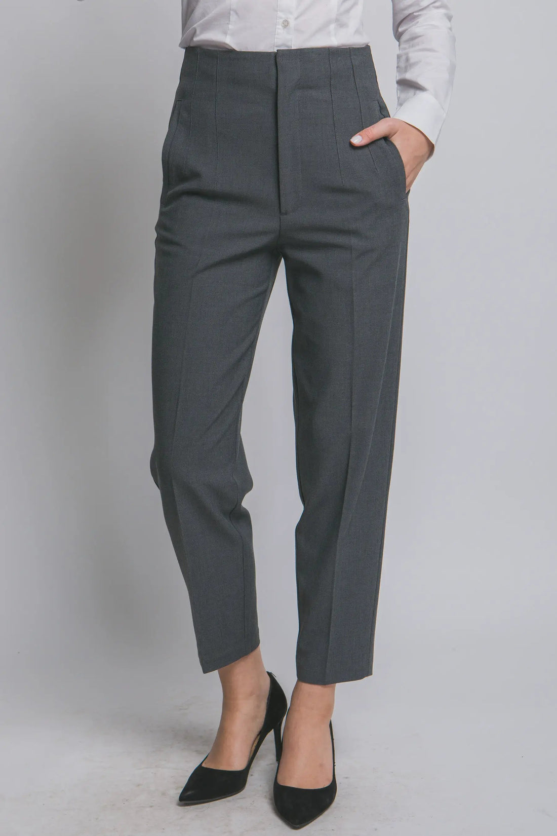 Pantalón de Vestir Mujer | Corte Recto Tiro Alto – Color Gris Clásico by Yanet Collective