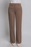Pantalón Recto de Mujer Color Café – Elegante de Vestir con Bolsillos