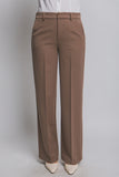 Pantalón Recto de Mujer Color Café – Elegante de Vestir con Bolsillos