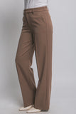 Pantalón Recto de Mujer Color Café – Elegante de Vestir con Bolsillos