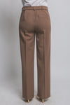 Pantalón Recto de Mujer Color Café – Elegante de Vestir con Bolsillos