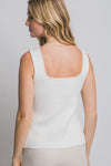 Blusa Top de Punto Sin Mangas Mujer Elegante Escote Corazón con Botones Dorados