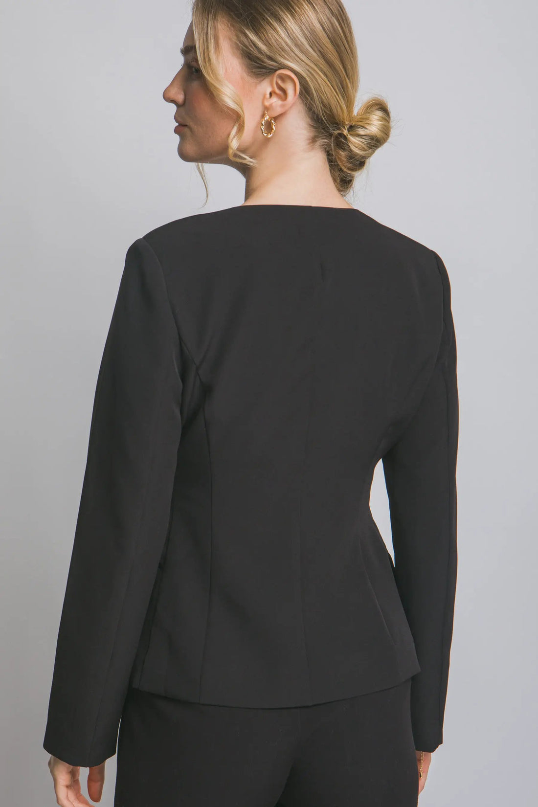 Blazer Blusa Mujer Elegante con Botones Dorados - Estilo Clásico, Color Negro by LOVE TREE
