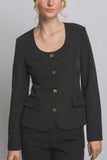 Blazer Mujer Elegante con Botones Dorados - Estilo Clásico, Color Negro