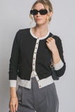 Cárdigan Mujer con Detalle de Borde Contrastante y Botones Dorados - Moda Femenina México