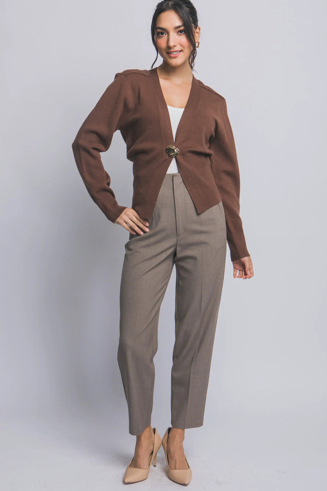 Suéter Cardigan de Dama con Cuello V y Botones dorados by LOVE TREE