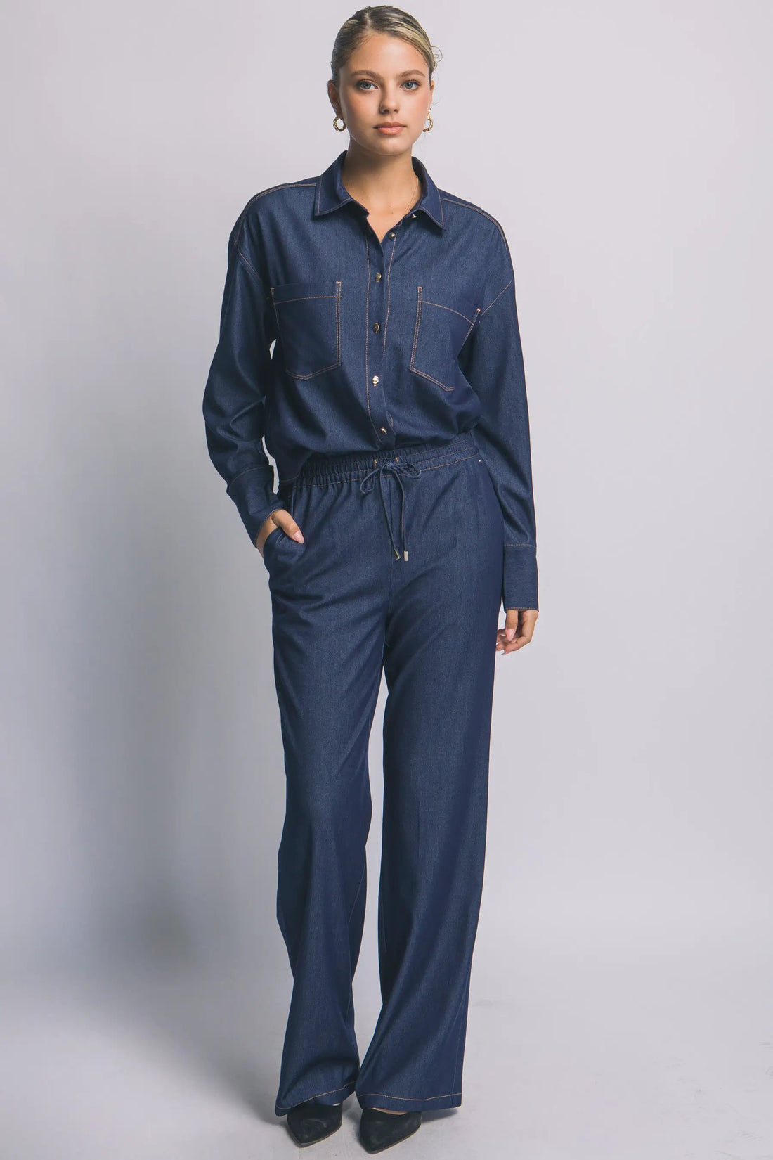 Pantalón de Mezclilla Corte Ancho para Mujer - Azul Desgastado - Estilo Moderno by LOVE TREE