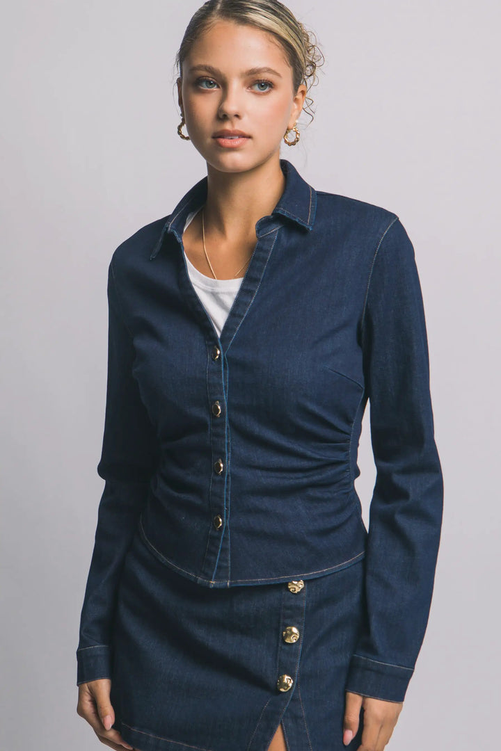 LOVE TREE Blusa con Escote en V y Cintura Ajustada - Love Tree - Tops