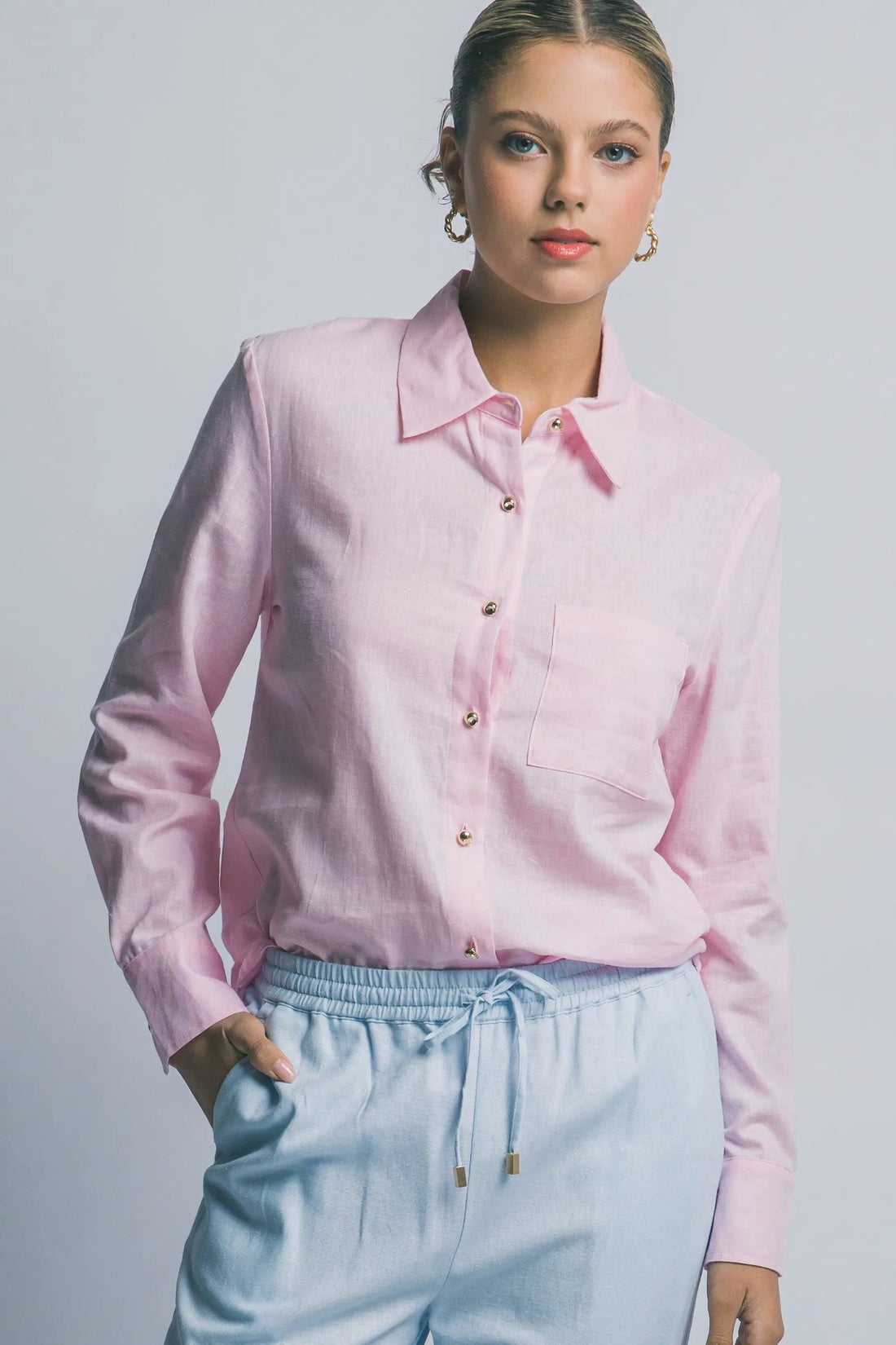 Blusa Camisa Manga Larga Rosa by LOVE TREE