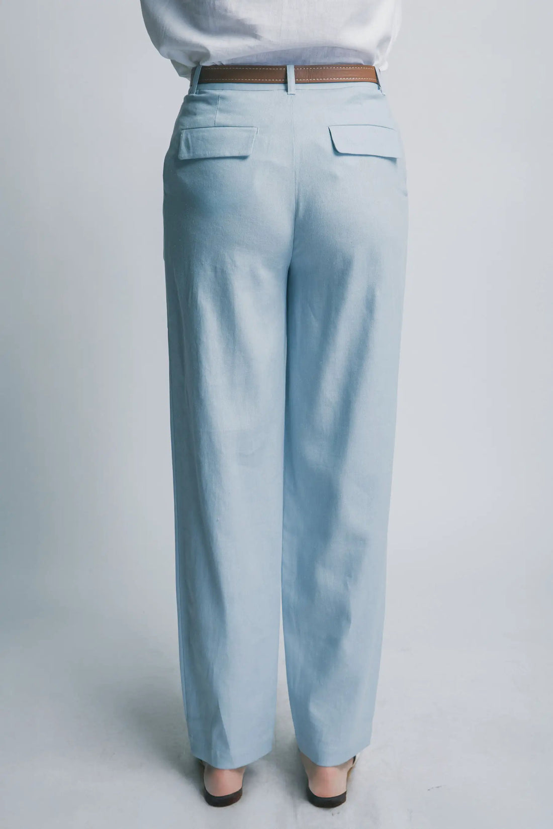 LOVE TREE Pantalones de Lino de Tiro Alto con Cinturón para Mujer - Pants