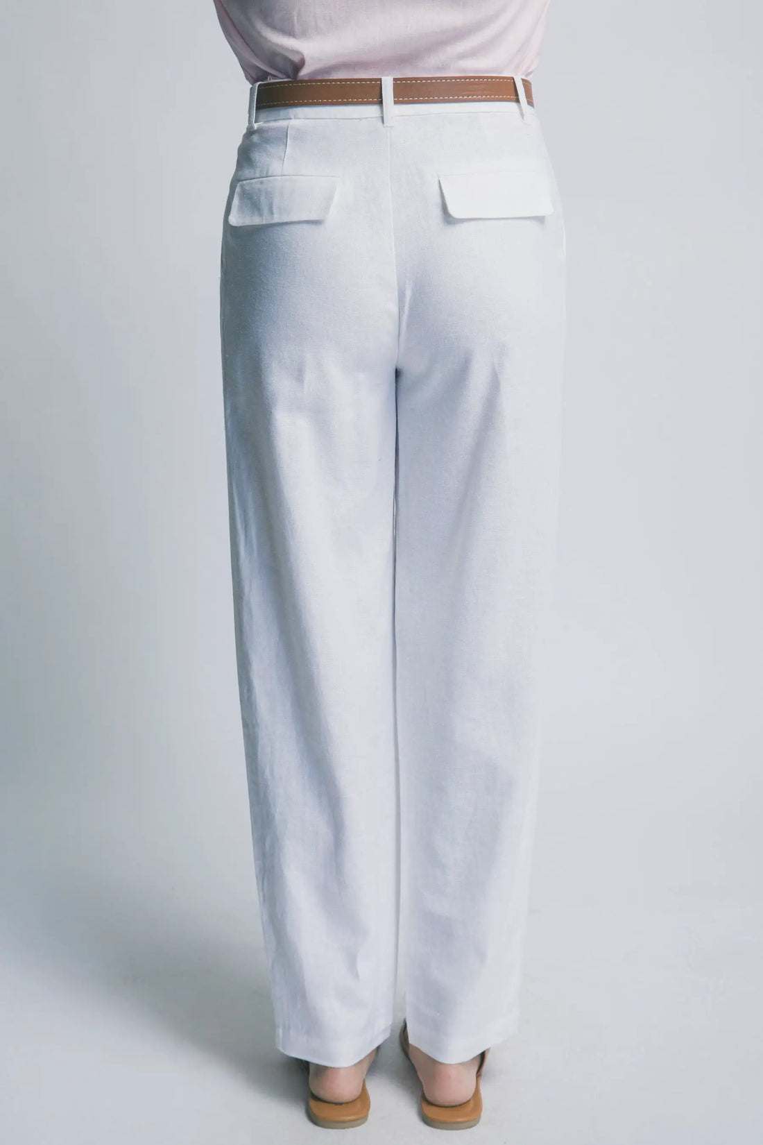 LOVE TREE Pantalones de Lino de Tiro Alto con Cinturón para Mujer - Pants