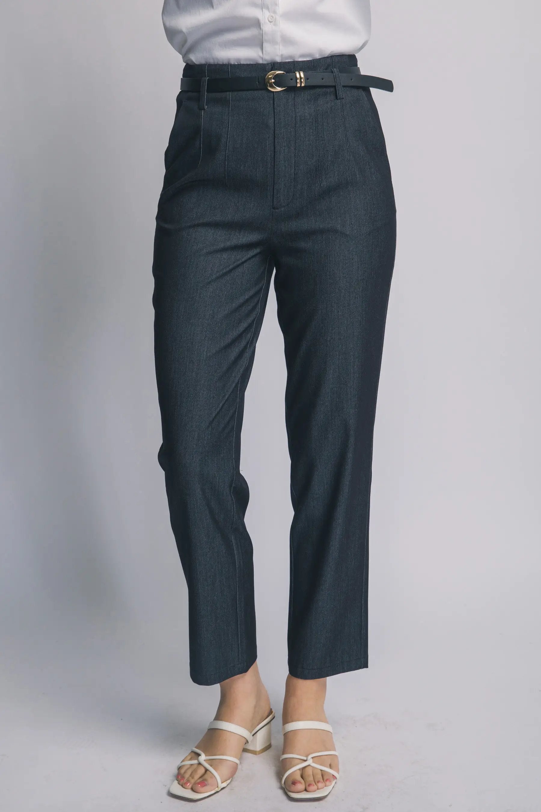 Pantalones Acampanados de Tiro Alto con Cinturón - Estilo y Comodidad by LOVE TREE