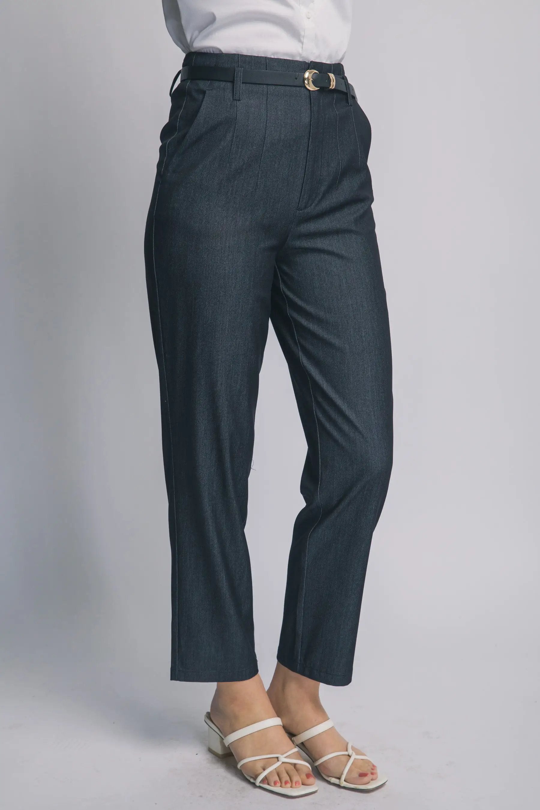 Pantalones Acampanados de Tiro Alto con Cinturón - Estilo y Comodidad by LOVE TREE