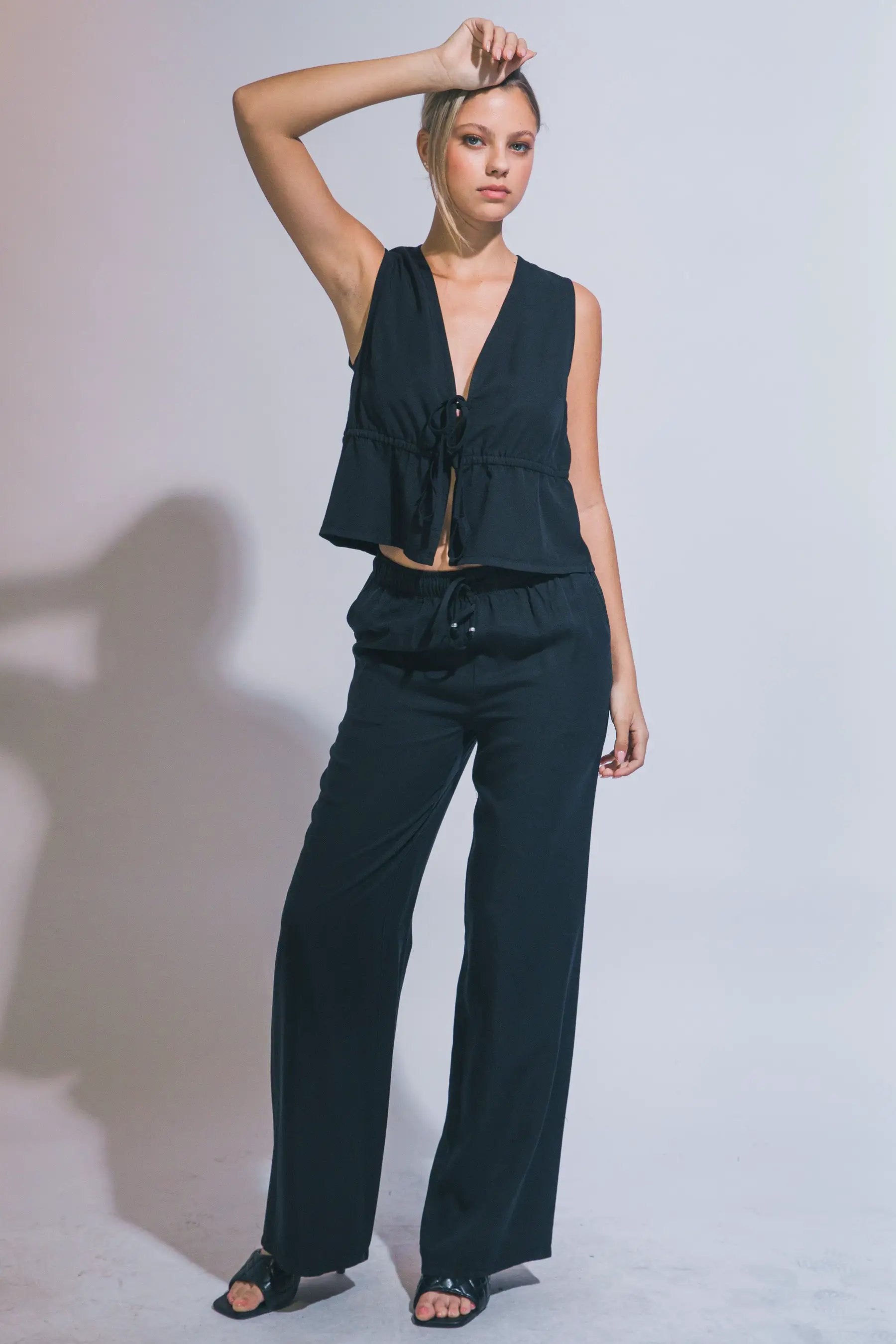 LOVE TREE Pantalones de Chambray de Pierna Ancha para Mujer - Pants