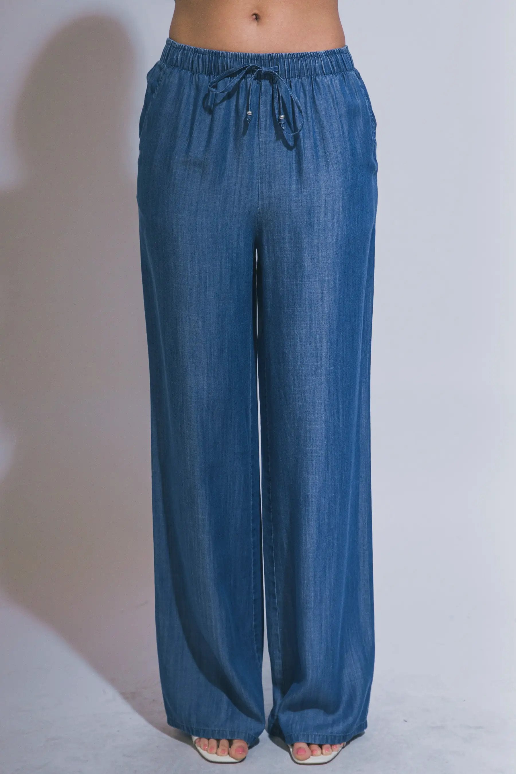 LOVE TREE Pantalones de Chambray de Pierna Ancha para Mujer - Pants