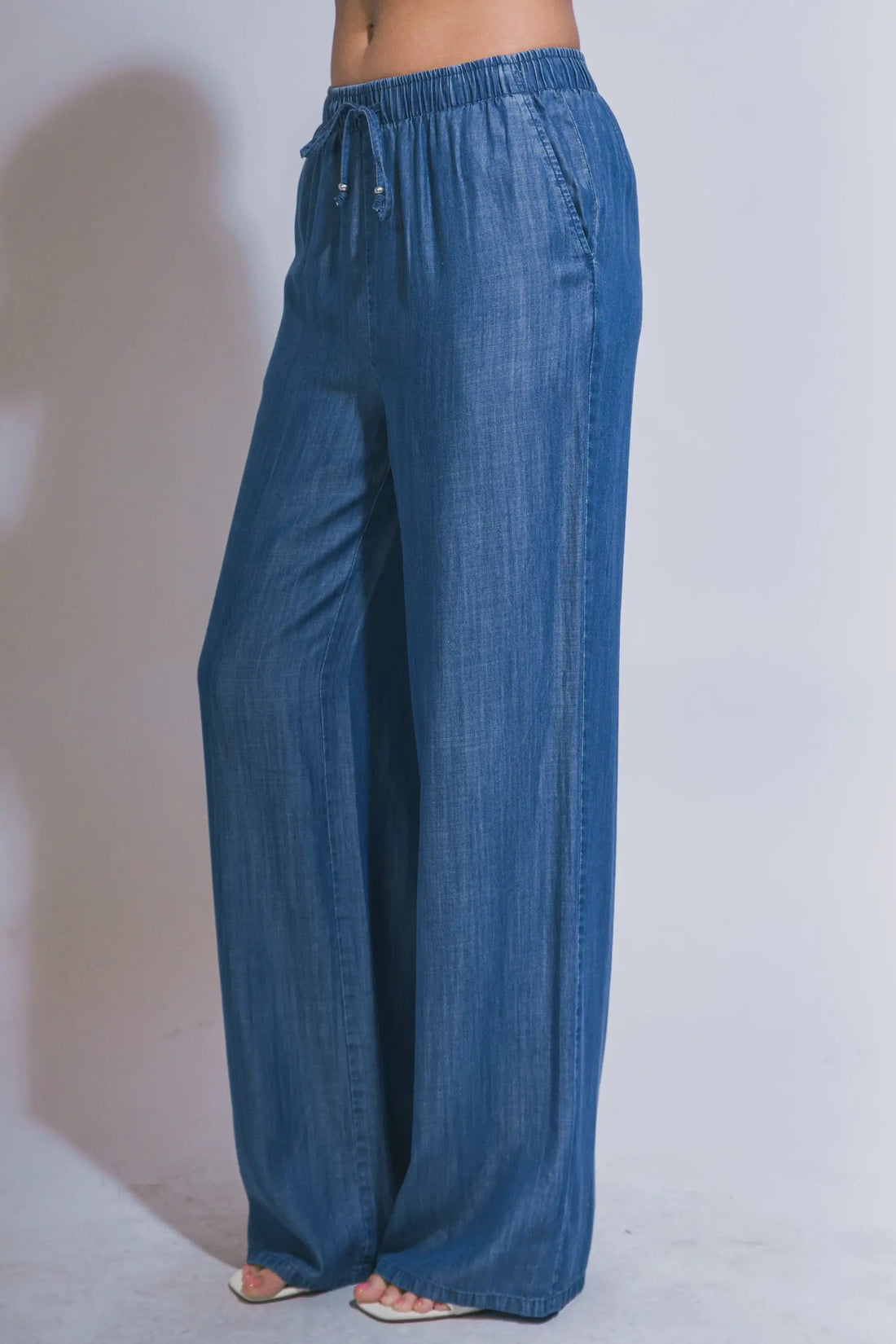 LOVE TREE Pantalones de Chambray de Pierna Ancha para Mujer - Pants