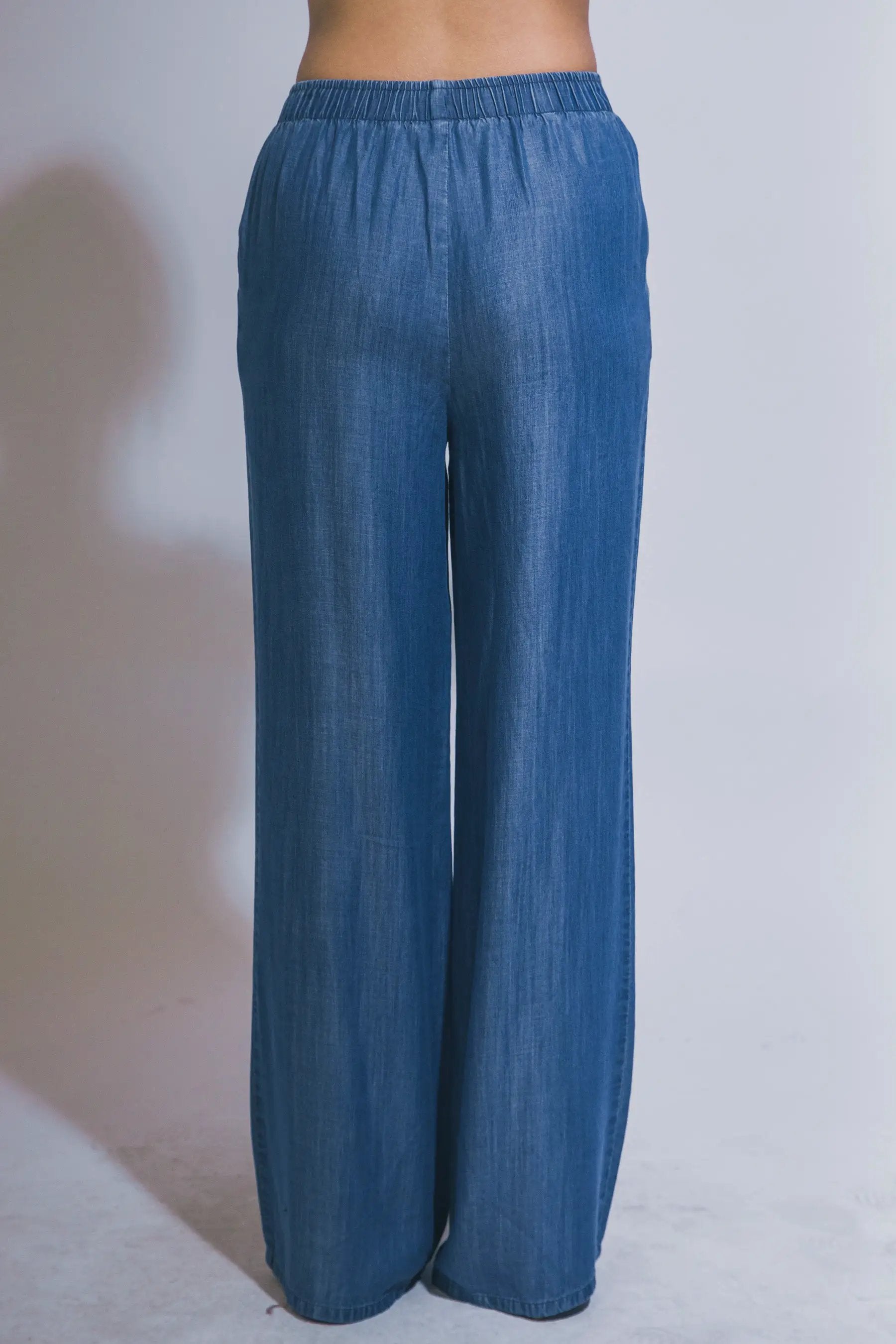 LOVE TREE Pantalones de Chambray de Pierna Ancha para Mujer - Pants