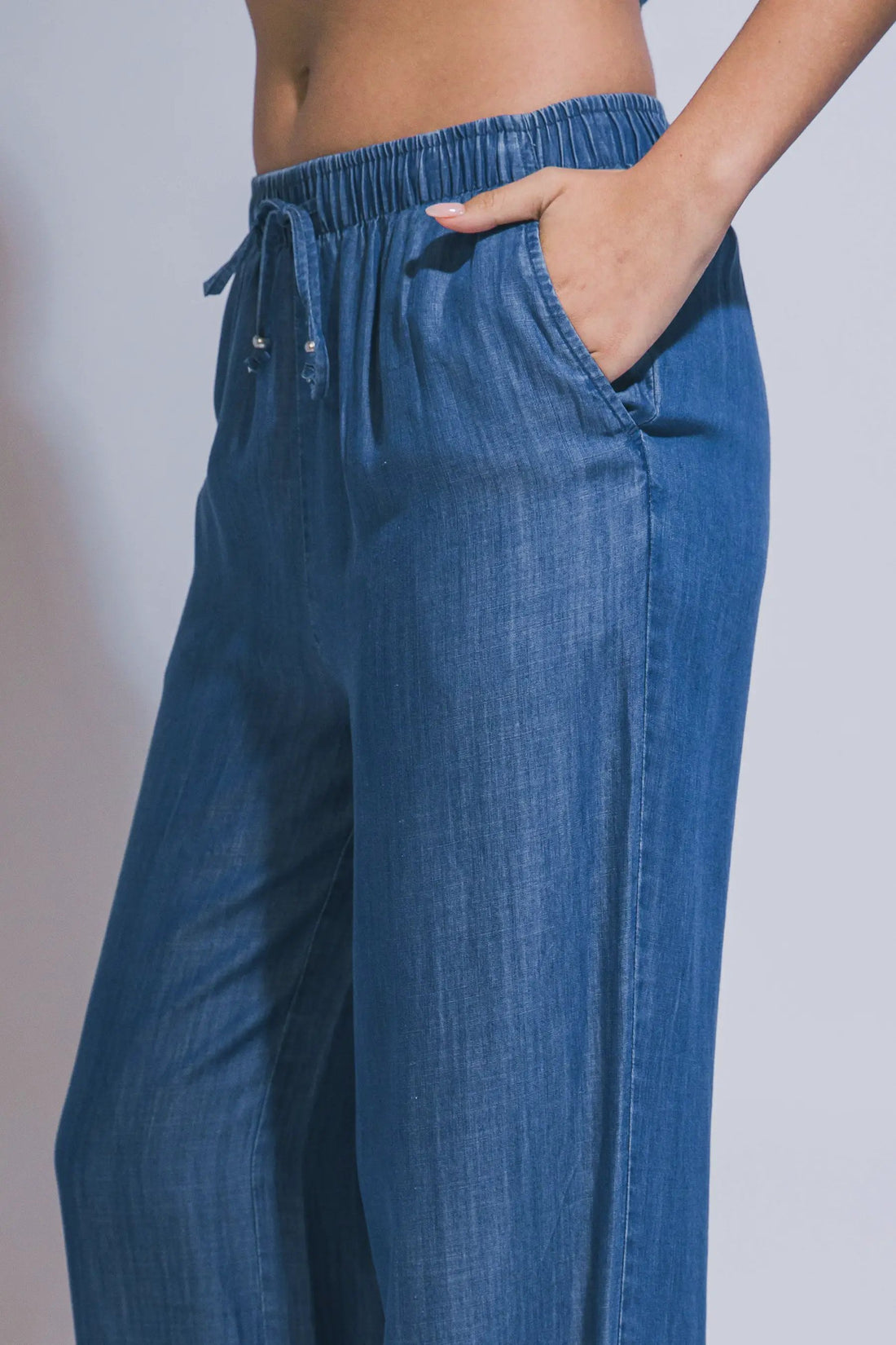 LOVE TREE Pantalones de Chambray de Pierna Ancha para Mujer - Pants