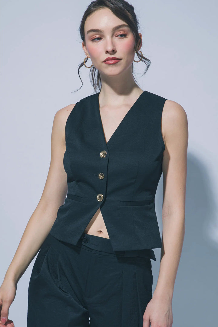Chaleco de Mujer con Cuello en V y Botones al por Mayor 5230VL by LOVE TREE
