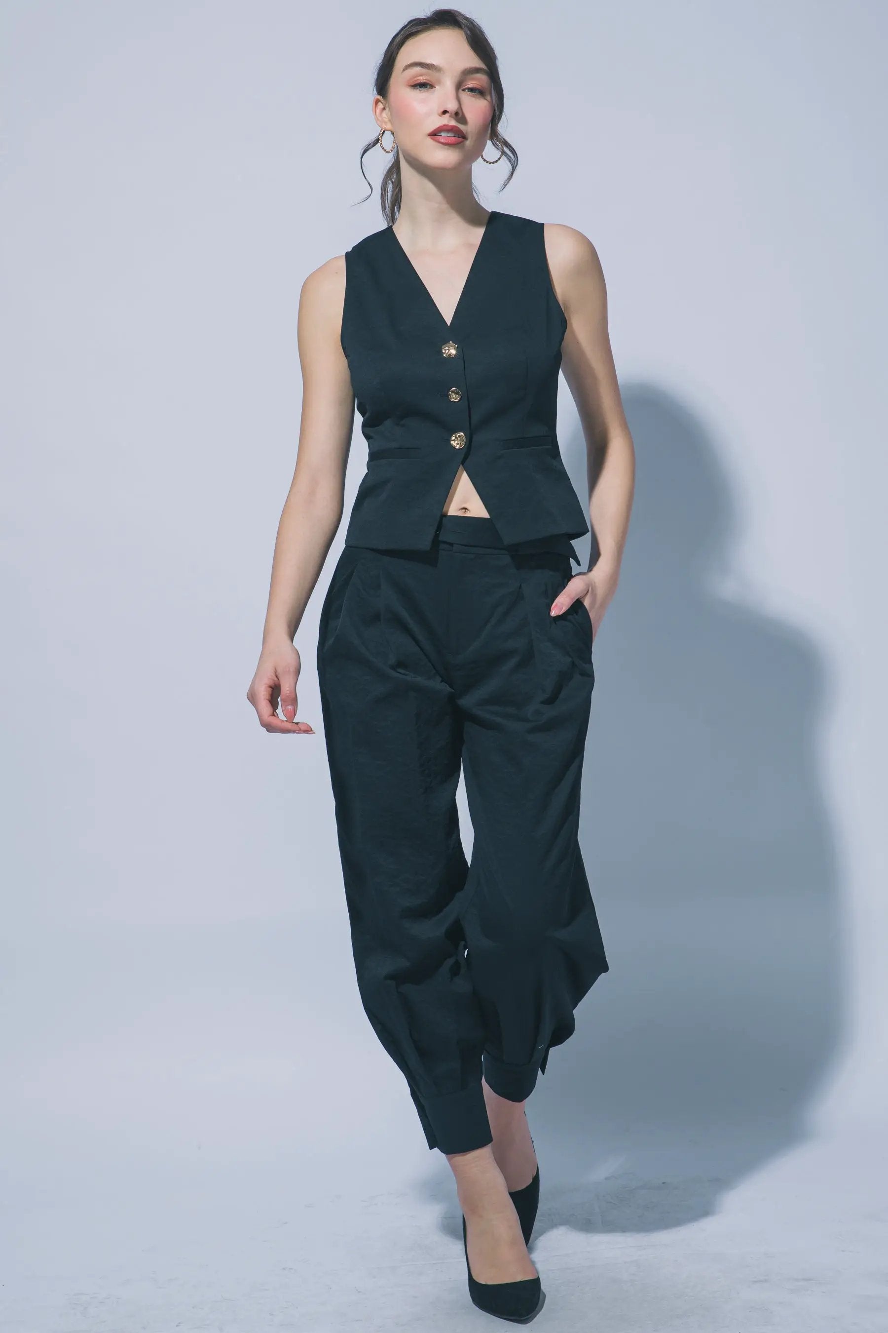 Chaleco de Mujer con Cuello en V y Botones al por Mayor 5230VL by LOVE TREE