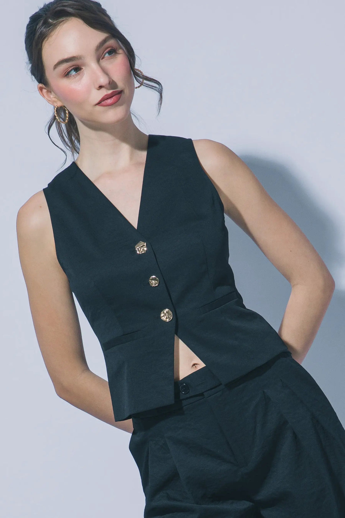 Chaleco Casual Chic con Botones y Escote en V para Mujer