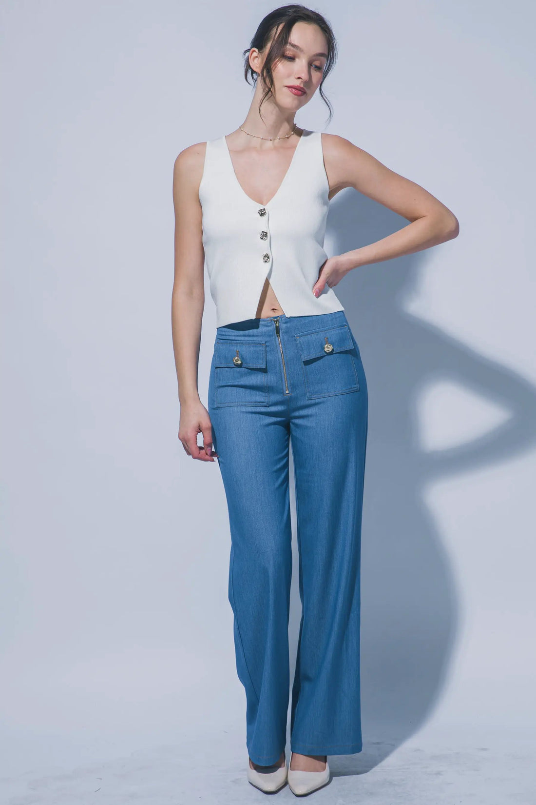 Chaleco de Punto sin Mangas con Botones Dorados by LOVE TREE
