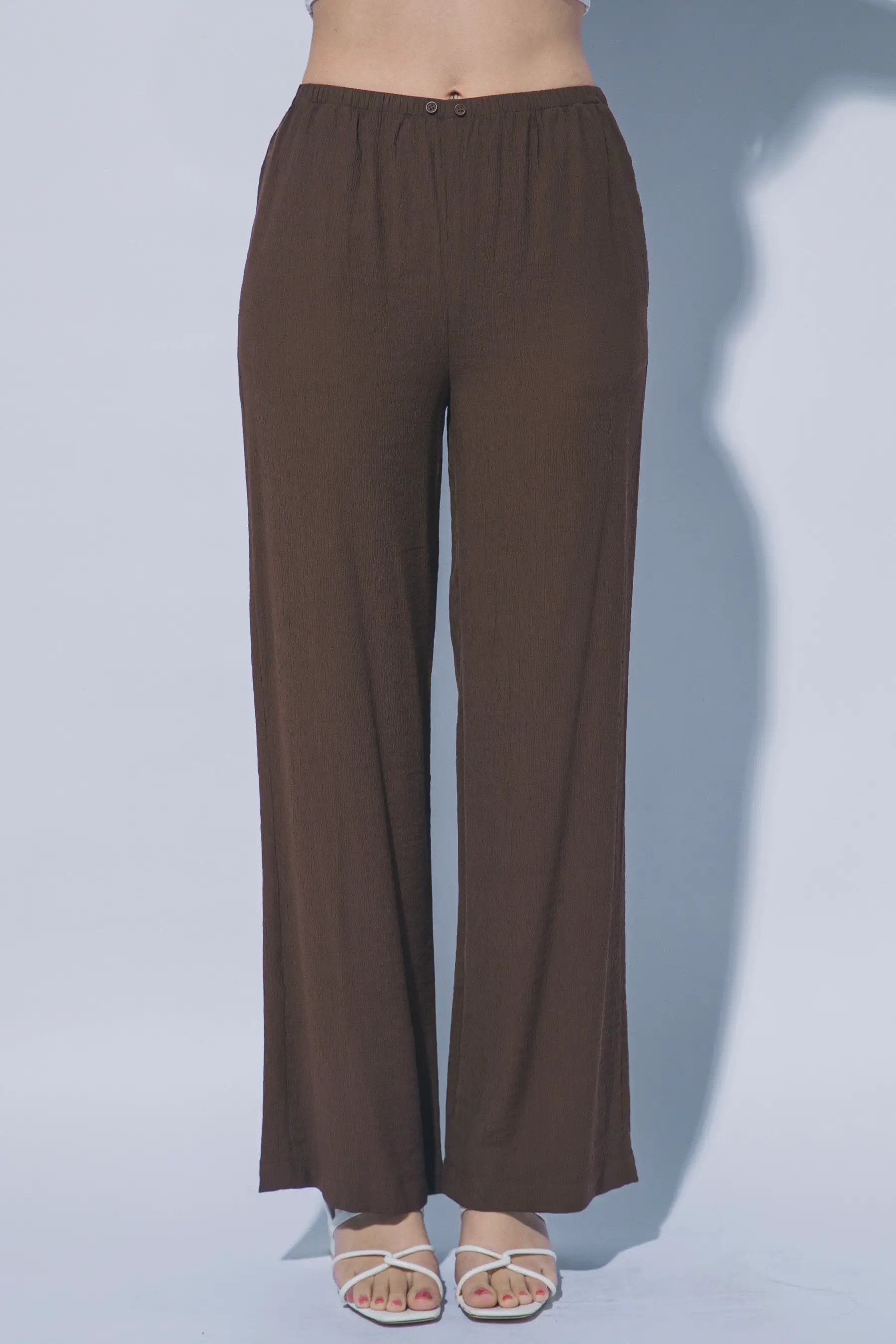 Pantalones Wide-Leg de Tiro Alto con Textura - Elegancia Casual para Primavera Verano