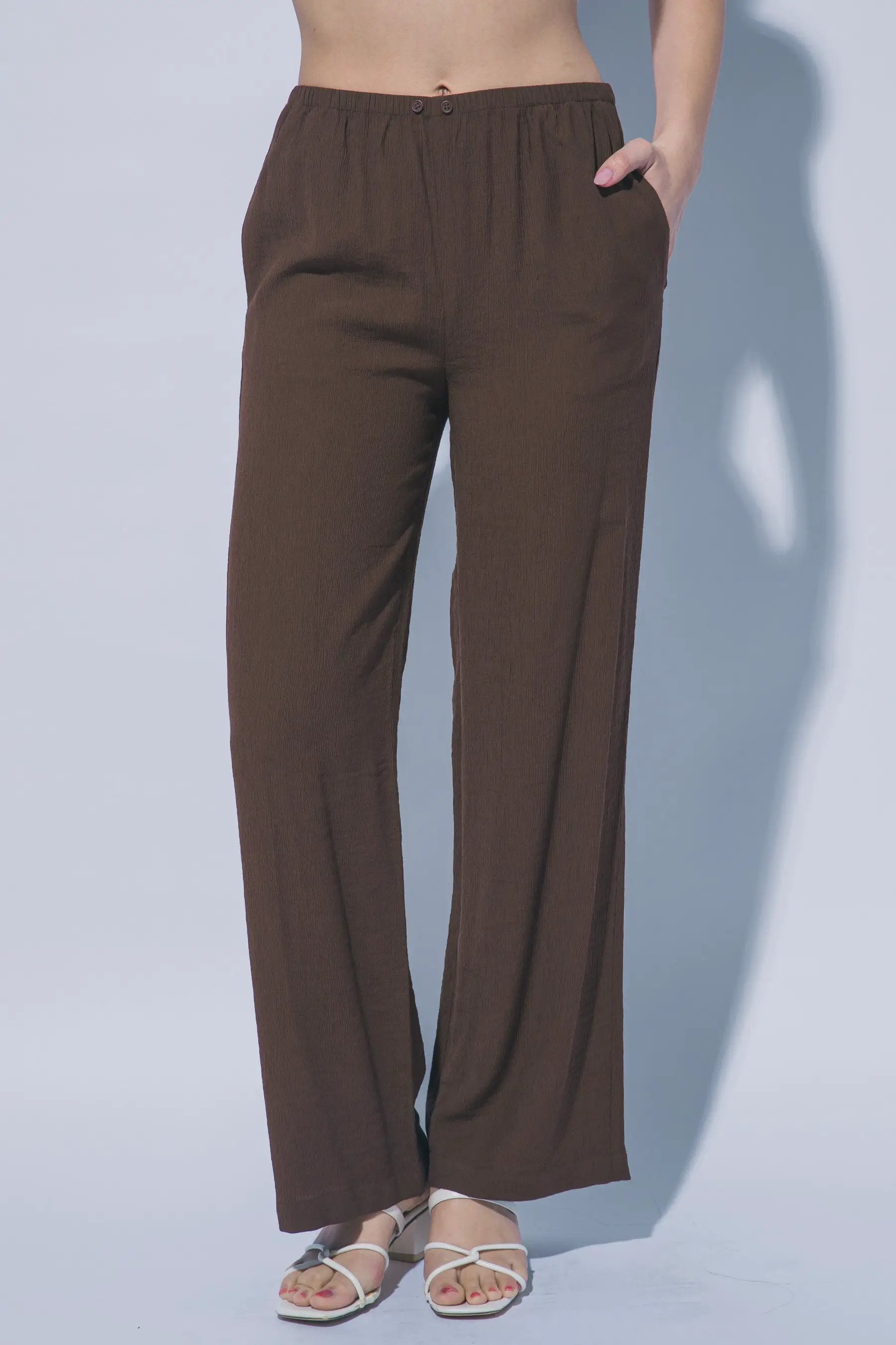 Pantalones Wide-Leg de Tiro Alto con Textura - Elegancia Casual para Primavera Verano