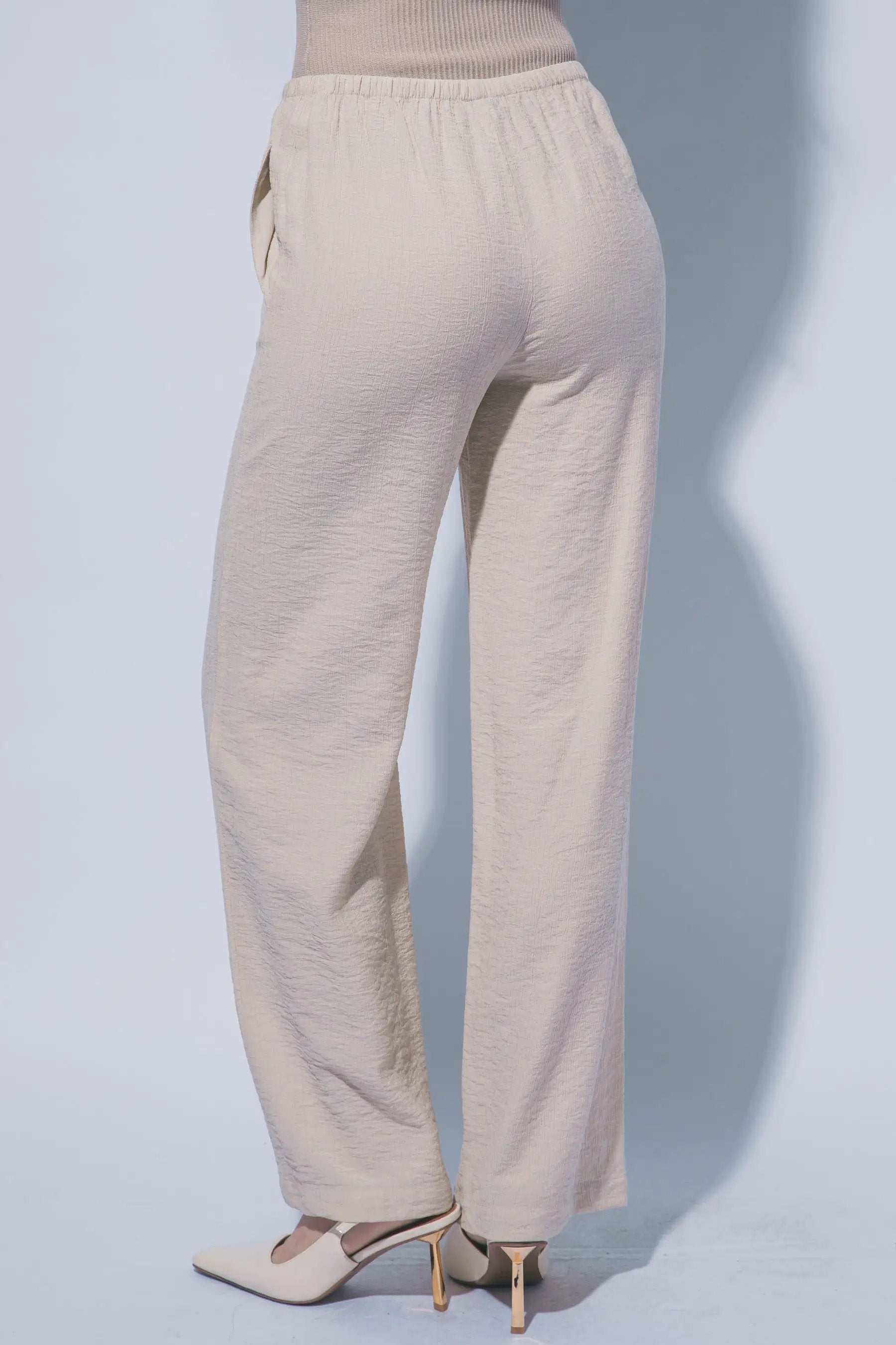 Wholesale Textured Wide Leg Pant 60127PN by LOVE TREE