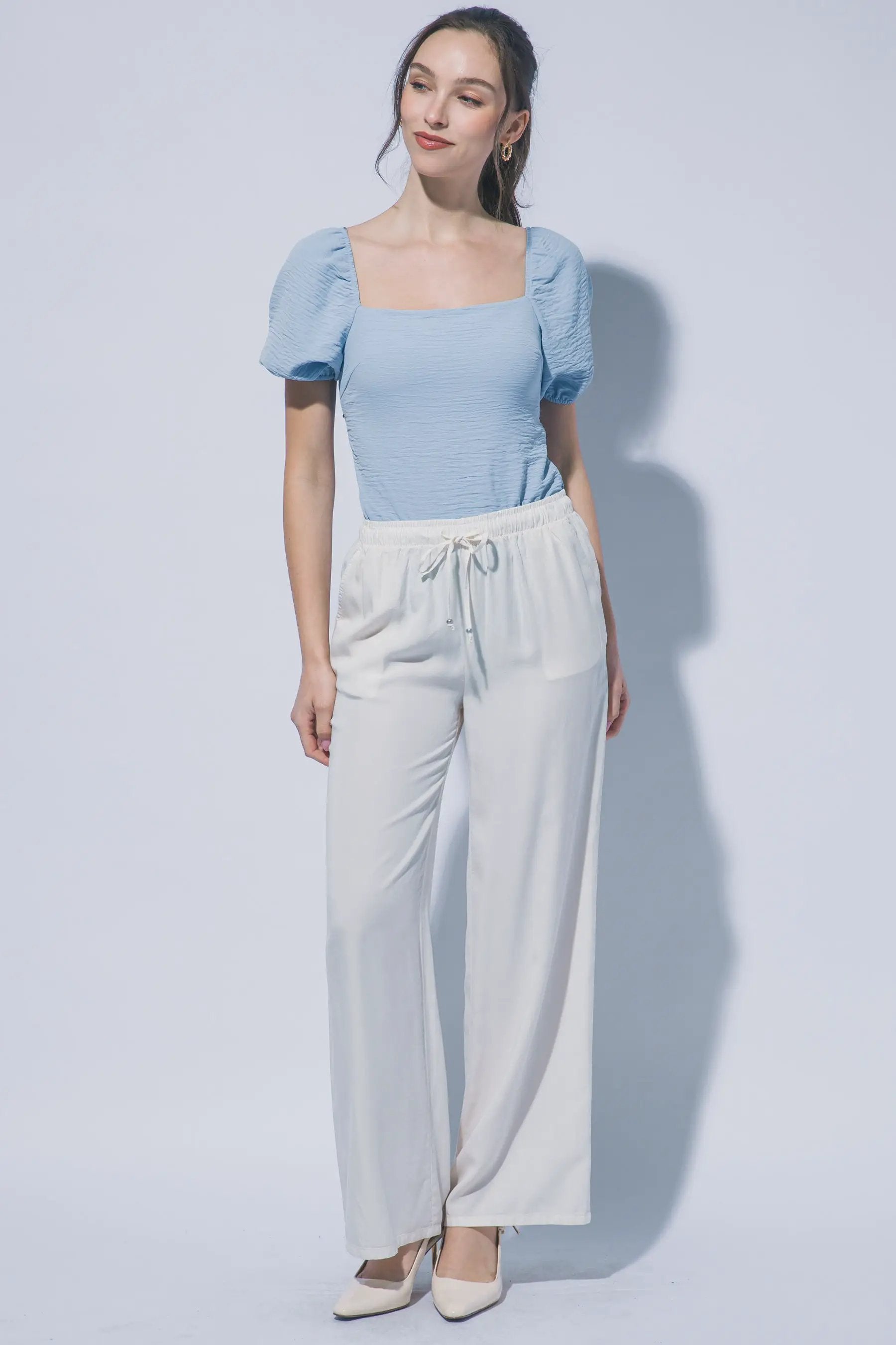 LOVE TREE Pantalones de Chambray de Pierna Ancha para Mujer - Pants