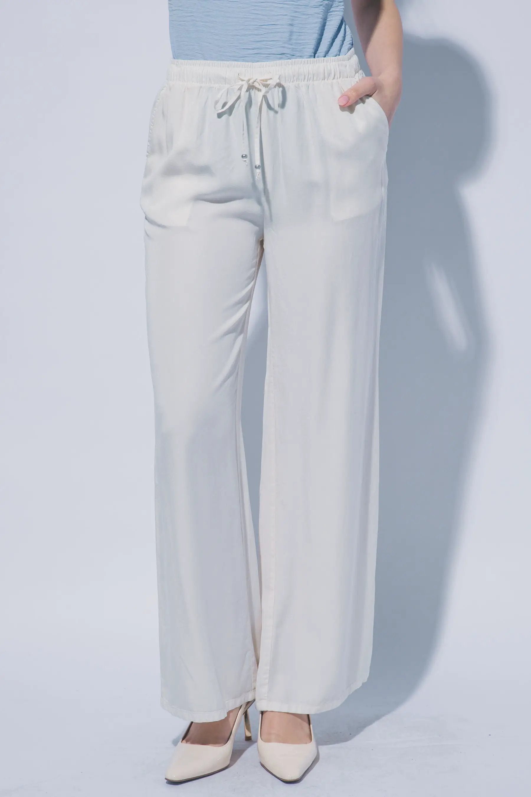 LOVE TREE Pantalones de Chambray de Pierna Ancha para Mujer - Pants