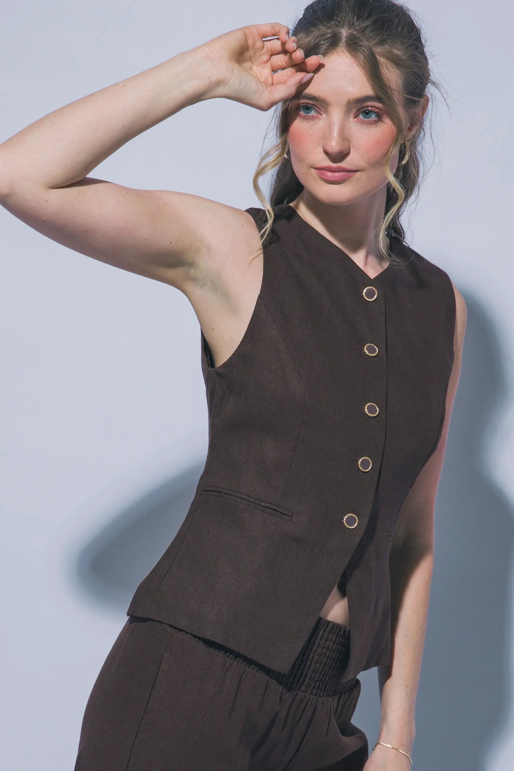 LOVE TREE Chaleco de Lino Entallado para Mujer - Love Tree - Vests