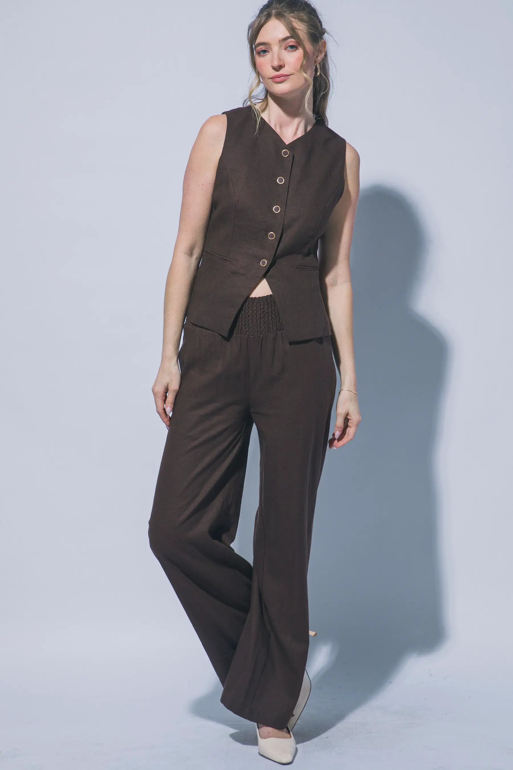 LOVE TREE Chaleco de Lino Entallado para Mujer - Love Tree - Vests