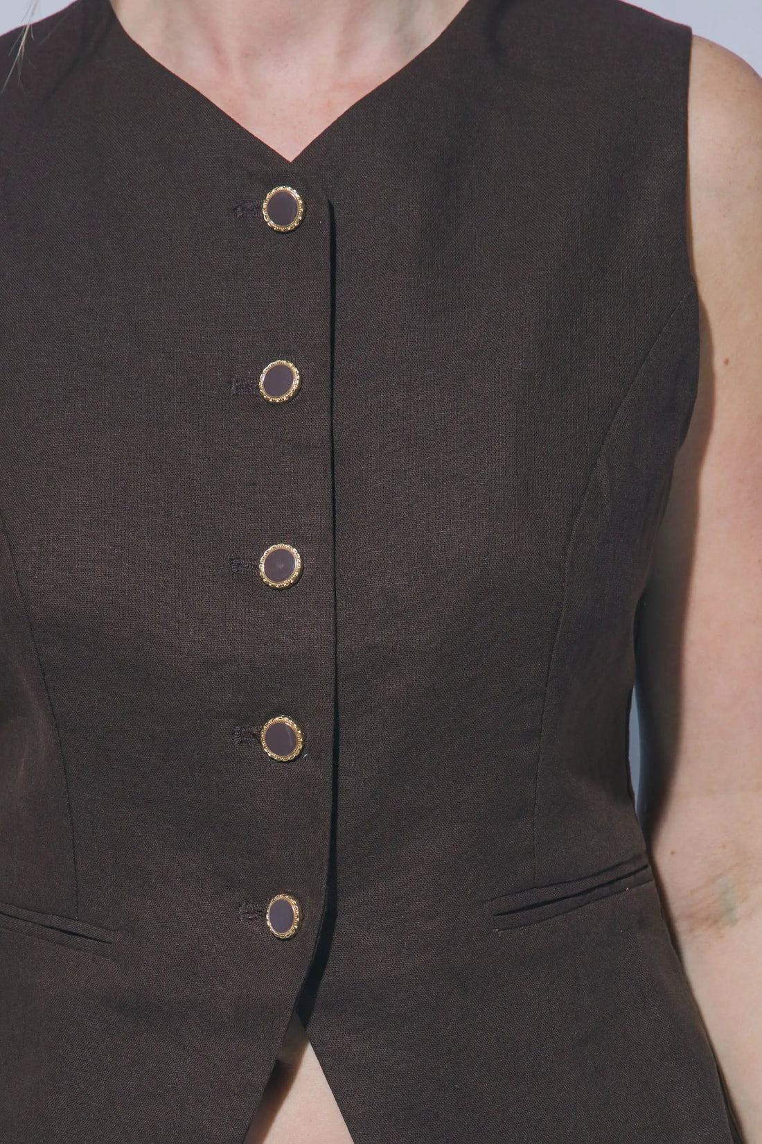 LOVE TREE Chaleco de Lino Entallado para Mujer - Love Tree - Vests