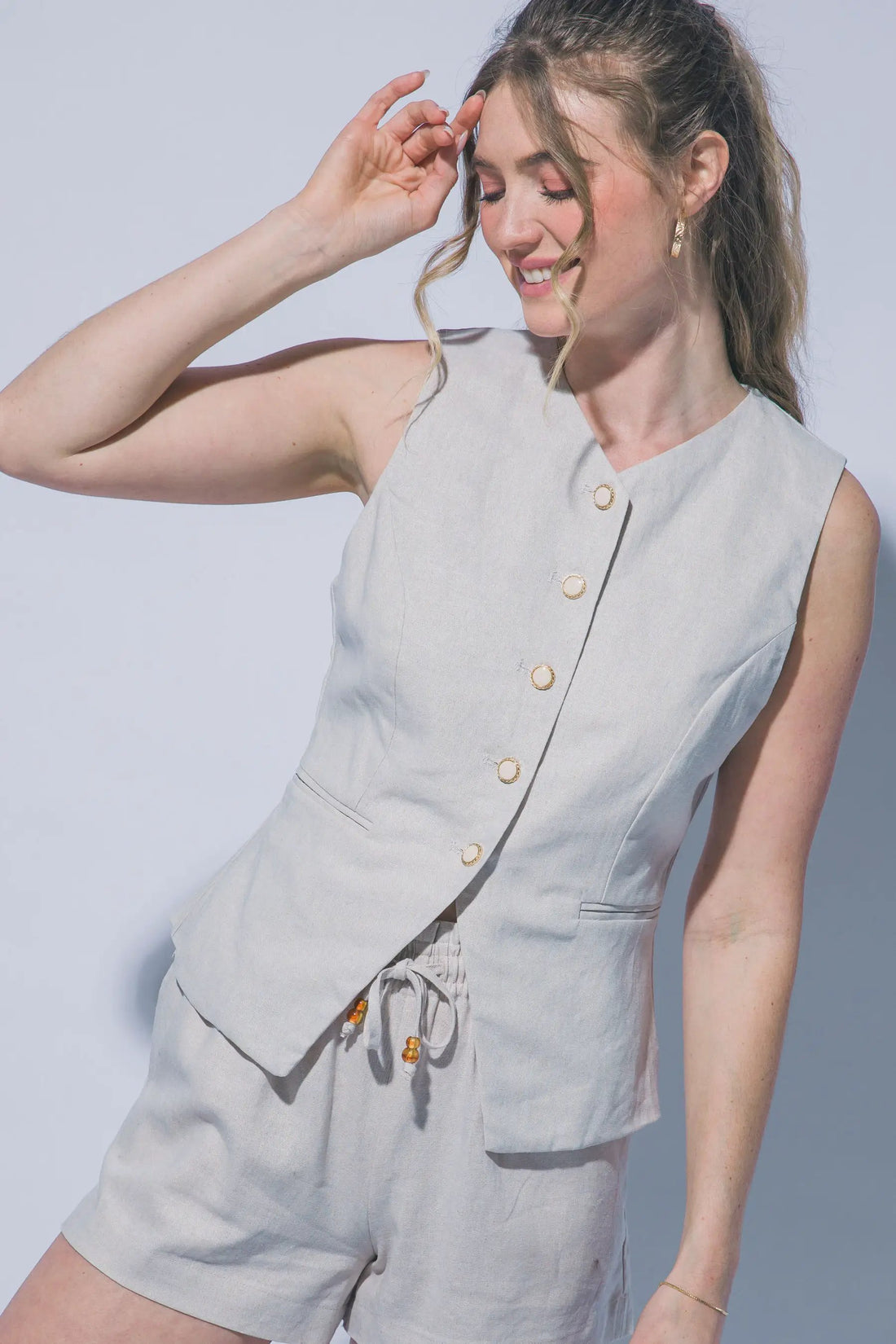 LOVE TREE Chaleco de Lino Entallado para Mujer - Love Tree - Vests