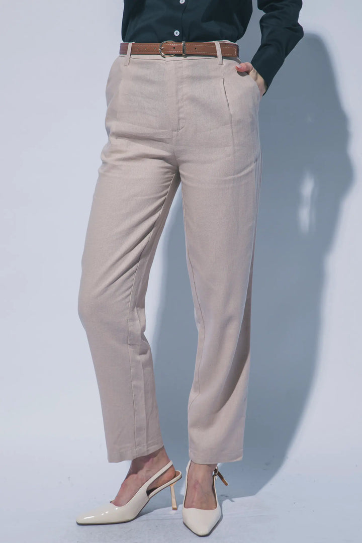 Pantalones Palazzo de Lino de Cintura Alta con Cinturón - Elegancia y Comodidad by LOVE TREE