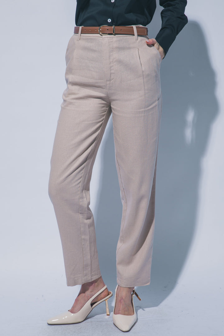 Pantalones de Lino de Tiro Alto: Elegancia Boutique y Corte Recto